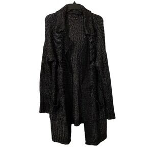 Torrid Women's Black/White Knitted Long Collared Cardigan‎ Size 0